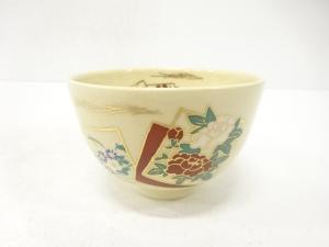 栄山造　金彩色絵　花　茶碗